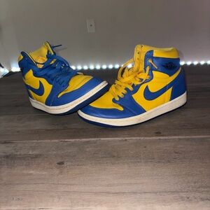 Nike Blue and Yellow High-Top Sneakers